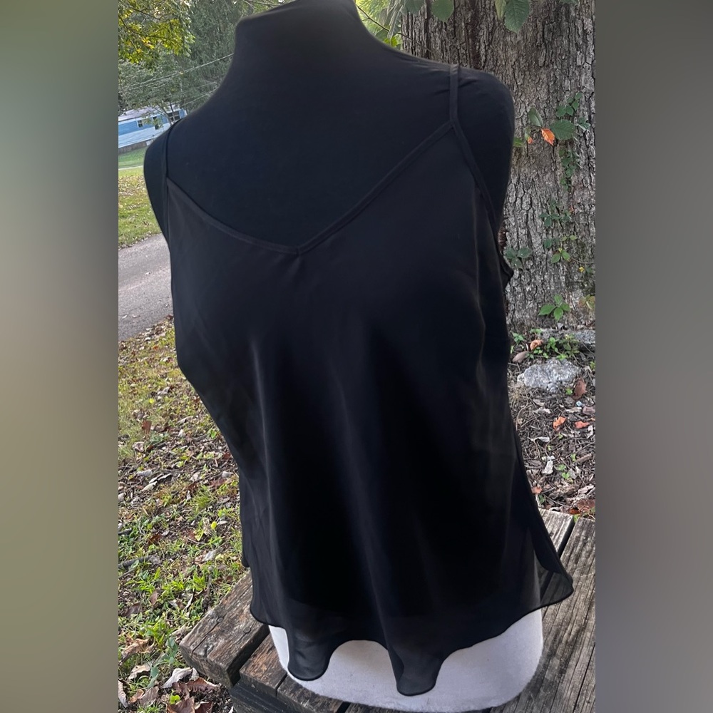 NOTATIONS VINTAGE BLACK SHEER CAMI TOP WOMENS LARGE